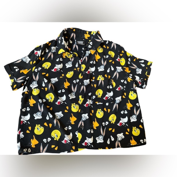 Looney Tunes Black Shirt with Cartoon Print - Picture 1 of 5